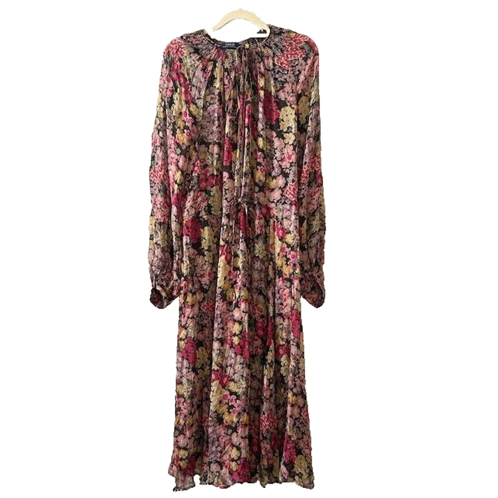 Polo by Ralph Lauren Floral Maxi Dress in Pink, Yellow and Green - Picture 1 of 10